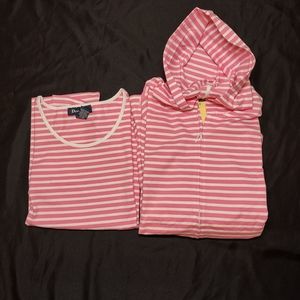 Women's NWOT  Striped Hooded Cardigan & Matching Tank Top j 58